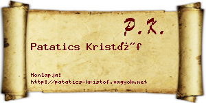 Patatics Kristóf névjegykártya